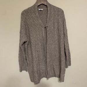 J.Jill Tan/Beige Open Front Cardigan Large Safety Pin Closure Sweater Size Large